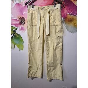J Crew Womens Yellow Cotton Distressed Favorite Fit Roll Tab Cargo Chino Pants 4